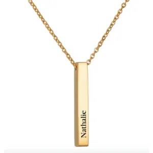collier barre gold avec texte à personnaliser
