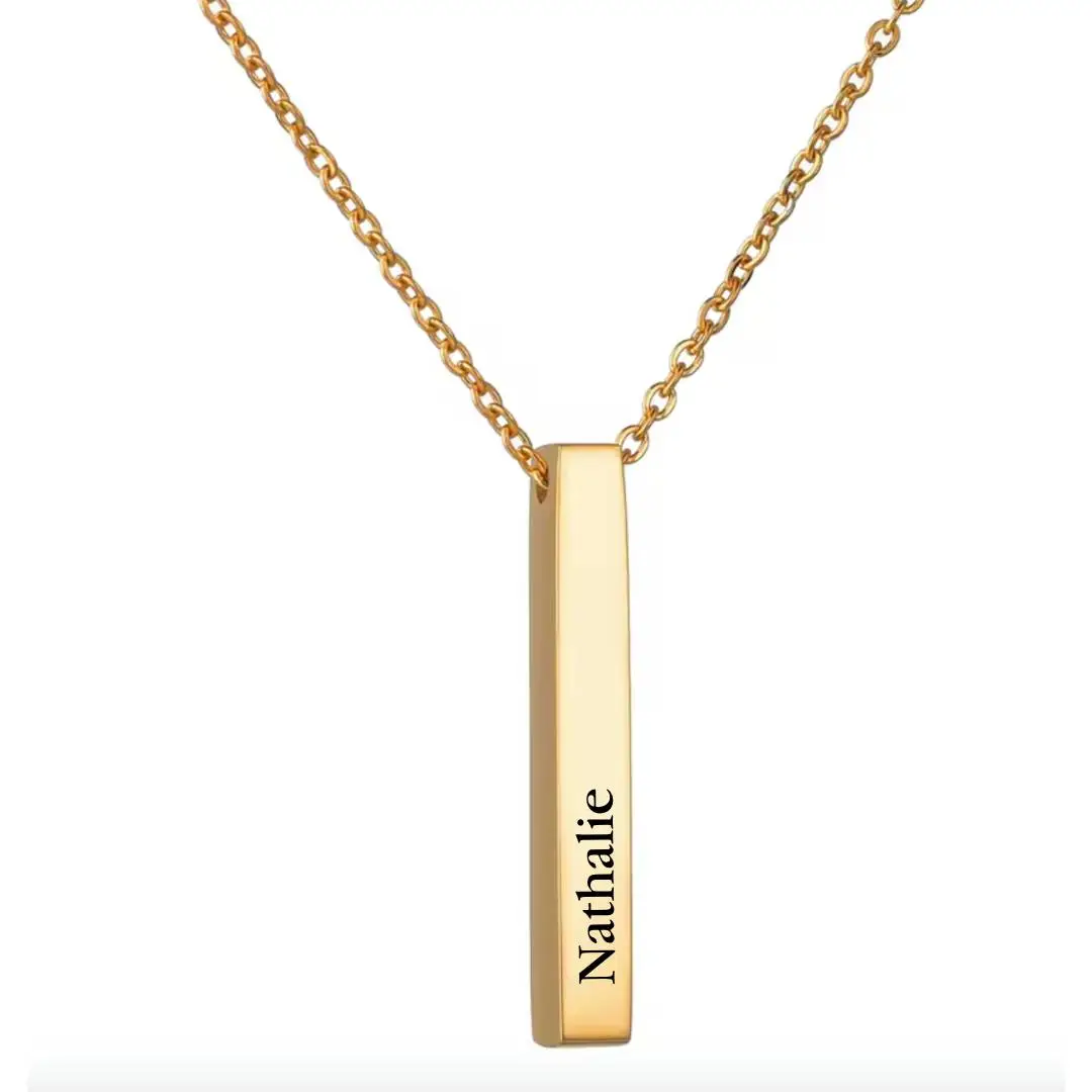 collier barre gold avec texte à personnaliser